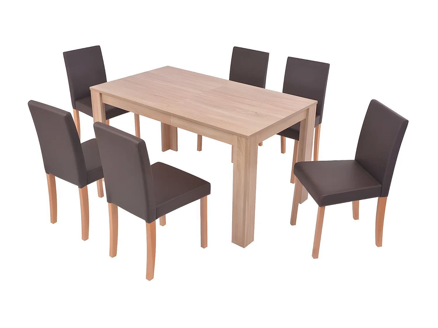 Ensemble de table et chaise de salle à manger 7 pcs Cuir synthétique Chêne Marron LCS4641