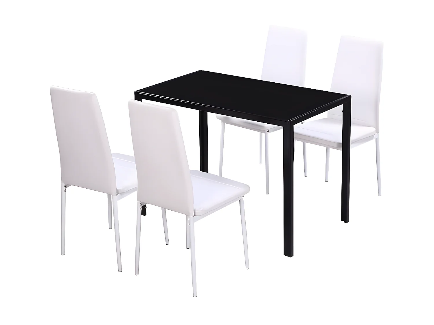 Ensemble de table à manger 5 pcs noir et blanc PLQ6445