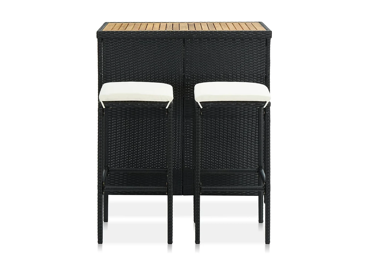 Ensemble de bar 3 pcs Résine tressée Noir LCS3269