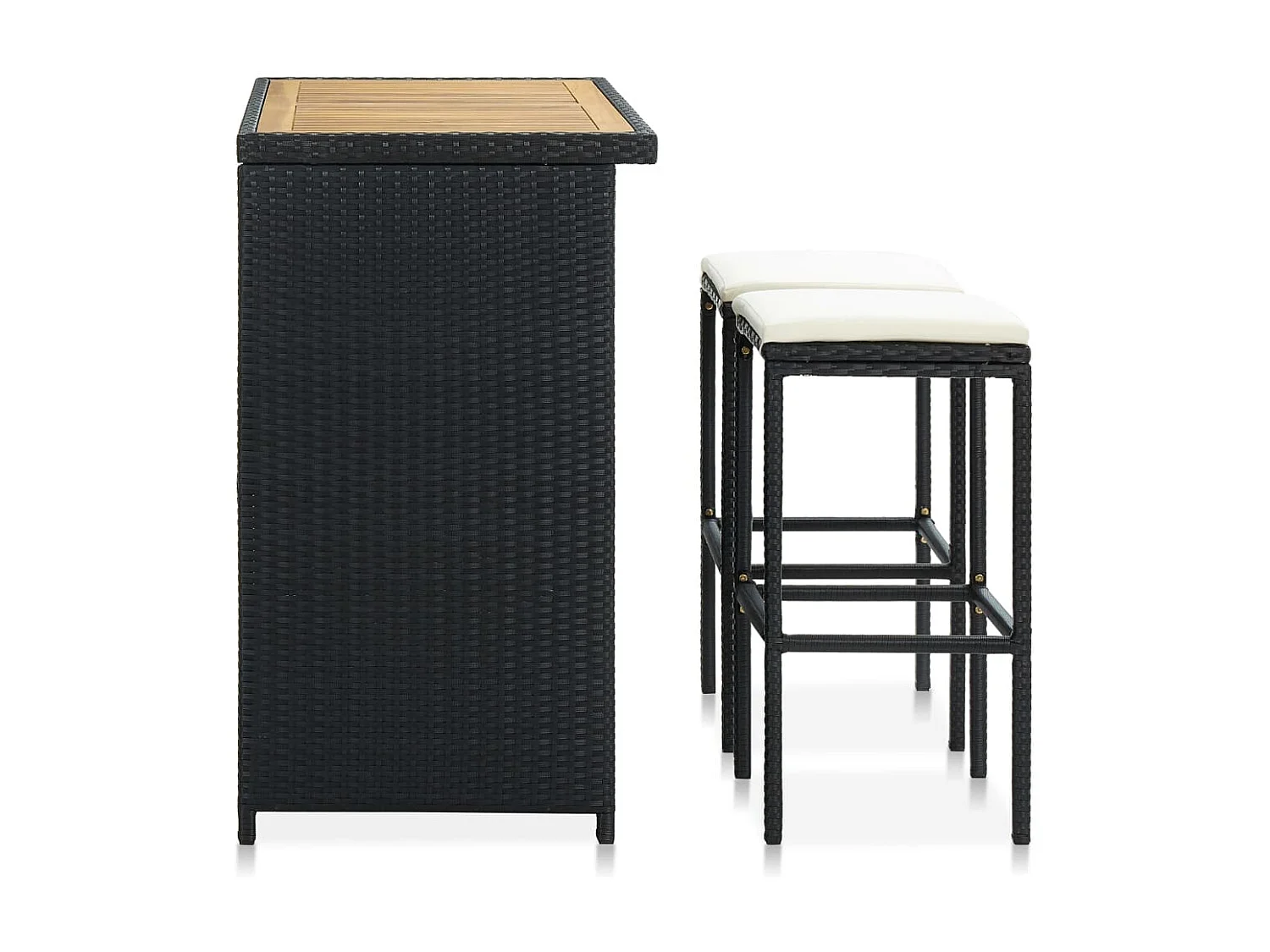 Ensemble de bar 3 pcs Résine tressée Noir LCS3269