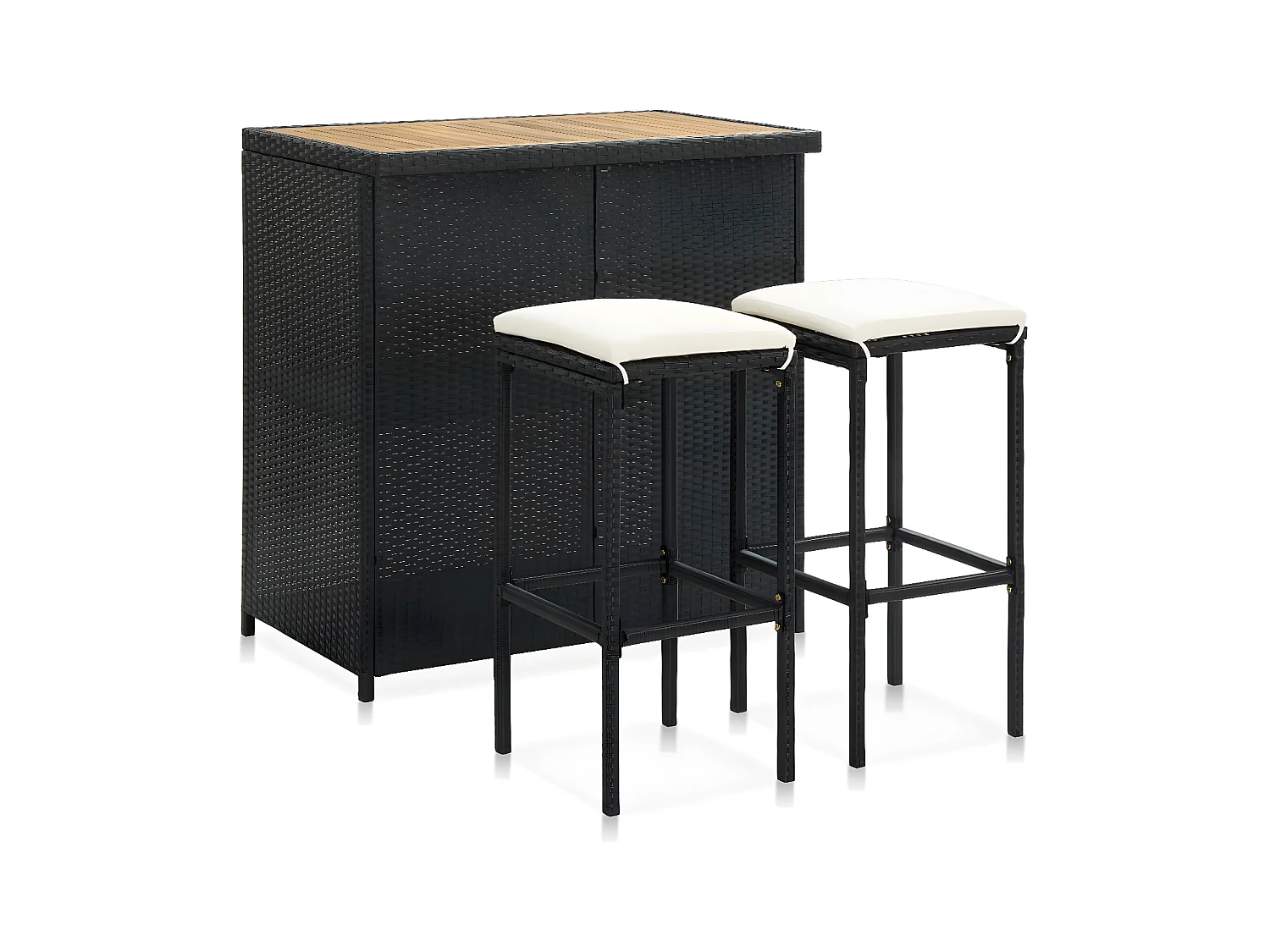 Ensemble de bar 3 pcs Résine tressée Noir LCS3269