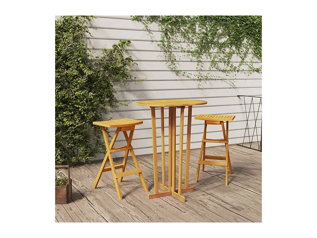 Ensemble de bar pliable 3 pcs Bois de teck massif LCS3490