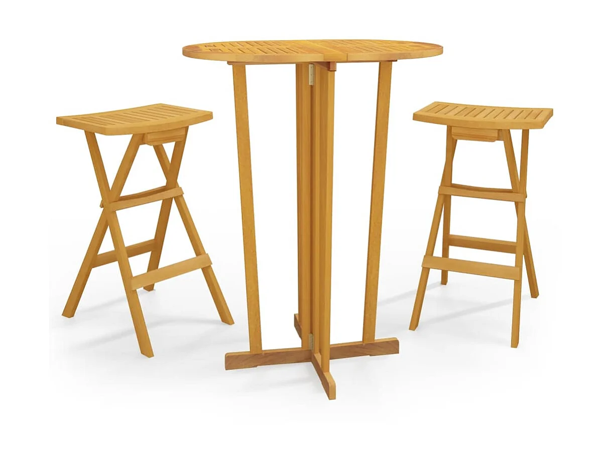 3 pcs conjunto de bar dobrável madeira de teca maciça PT213563