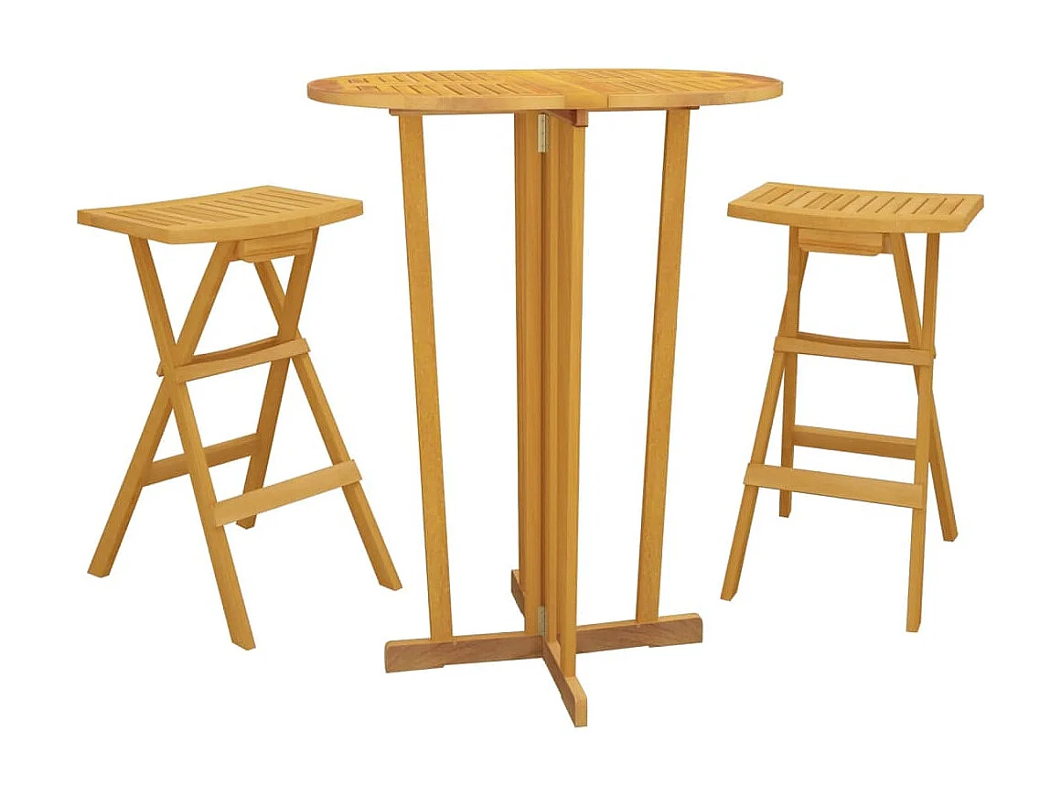 3 pcs conjunto de bar dobrável madeira de teca maciça PT213563