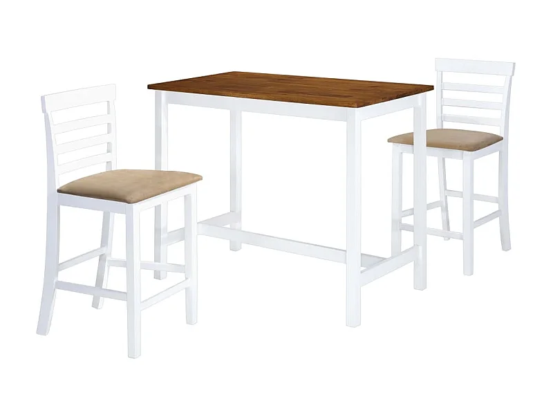 Mesa e cadeiras de bar 3 pcs madeira maciça castanho e branco PT171854