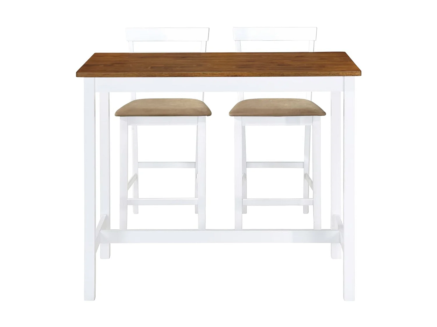 Table et chaises de bar 3 pcs Bois massif Marron et blanc LCS2265