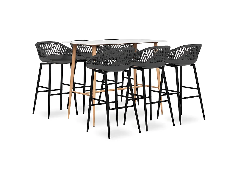 Ensemble de bar 7 pcs Blanc et gris LCS4769