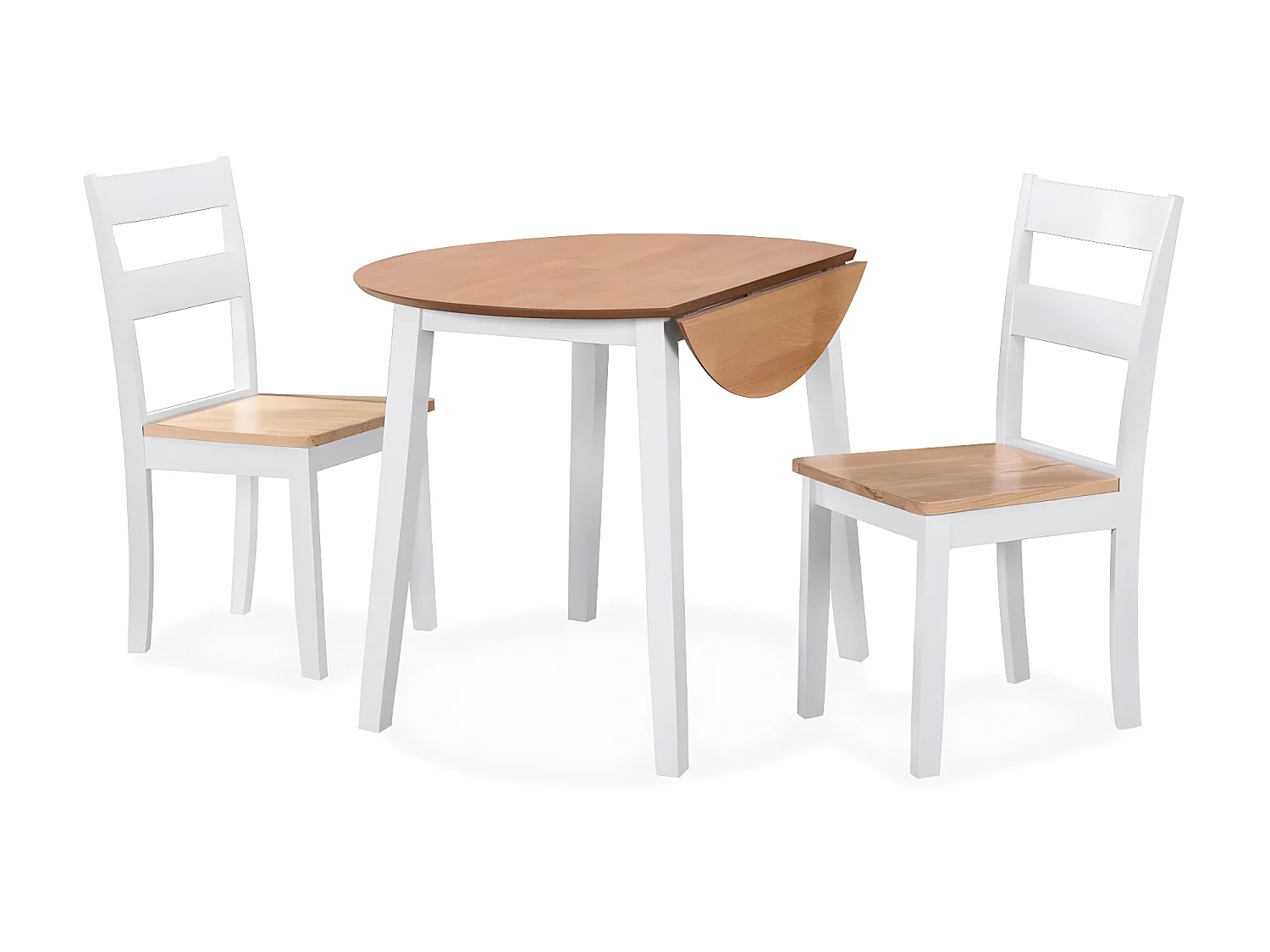 Ensemble de salle à manger 3 pcs MDF et hévéa Blanc PLQ3250