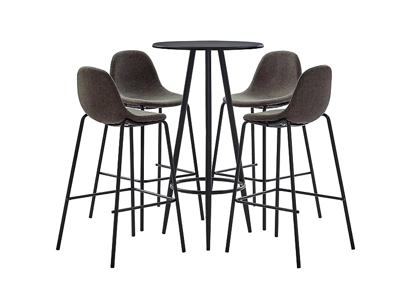 5 pcs conjunto de bar tecido cinzento-escuro PT395865