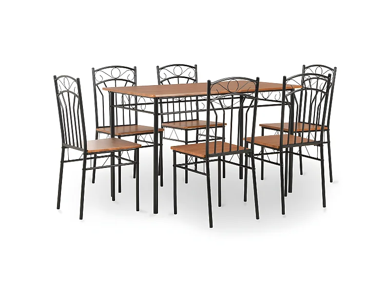 Conjunto de comedor 7 piezas MDF y acero marrón ES98026