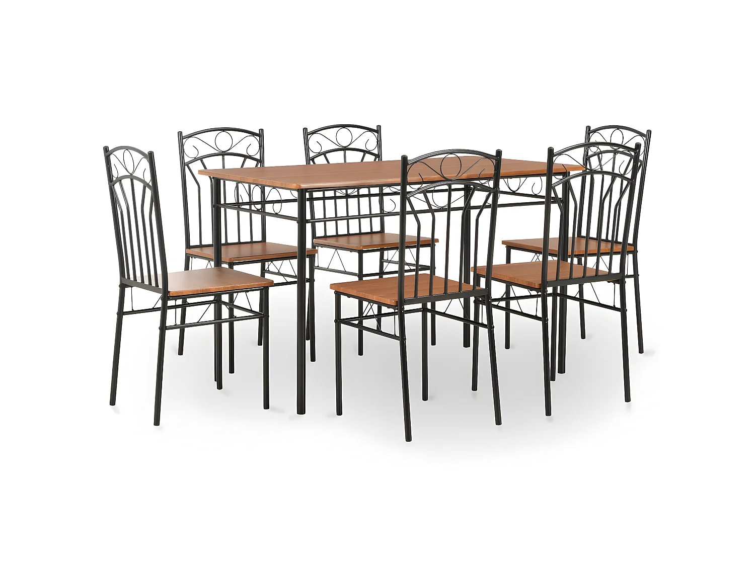 Conjunto de comedor 7 piezas MDF y acero marrón ES98026