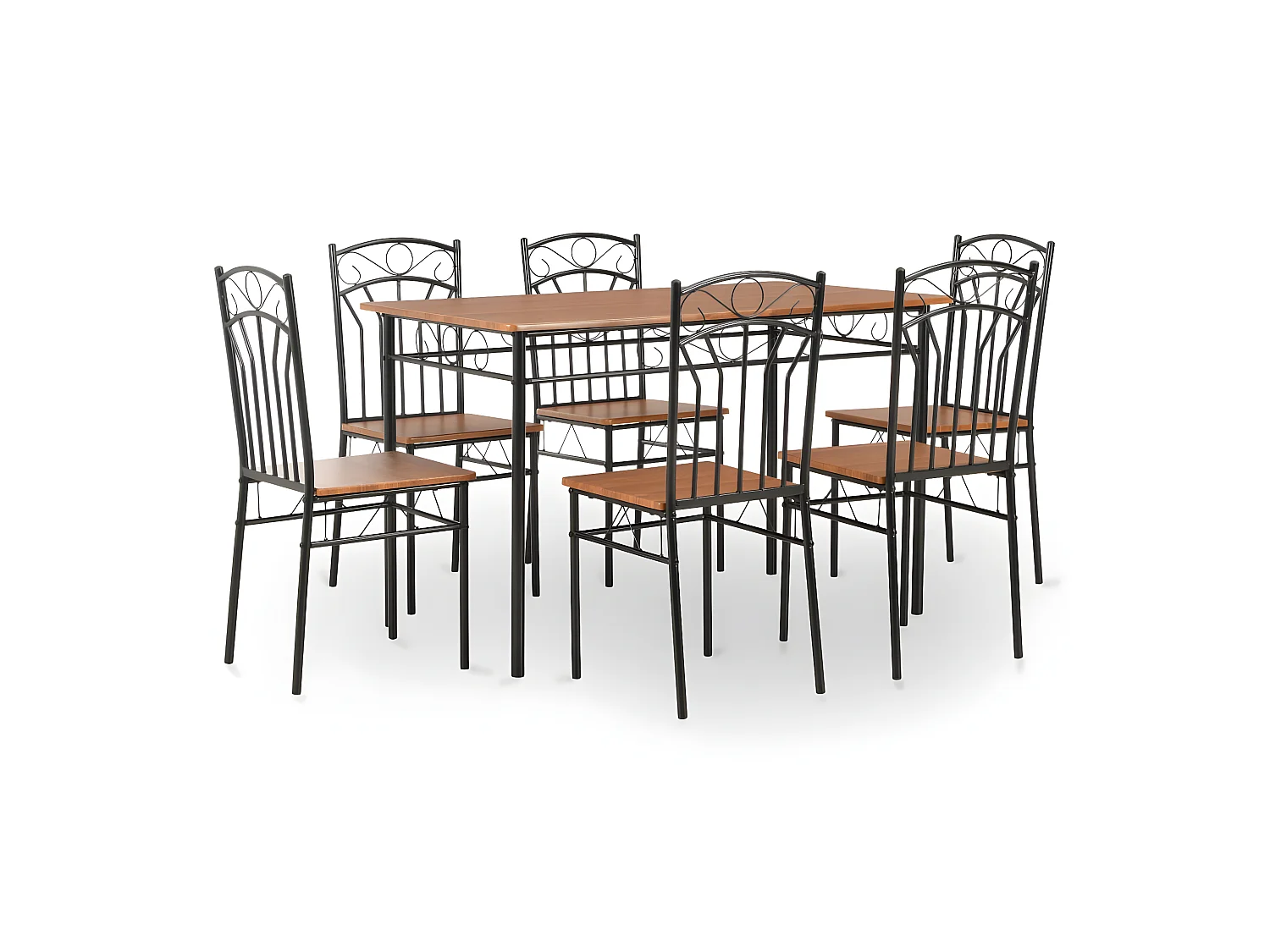 Ensemble de salle à manger 7 pcs MDF et acier Marron PLQ7023