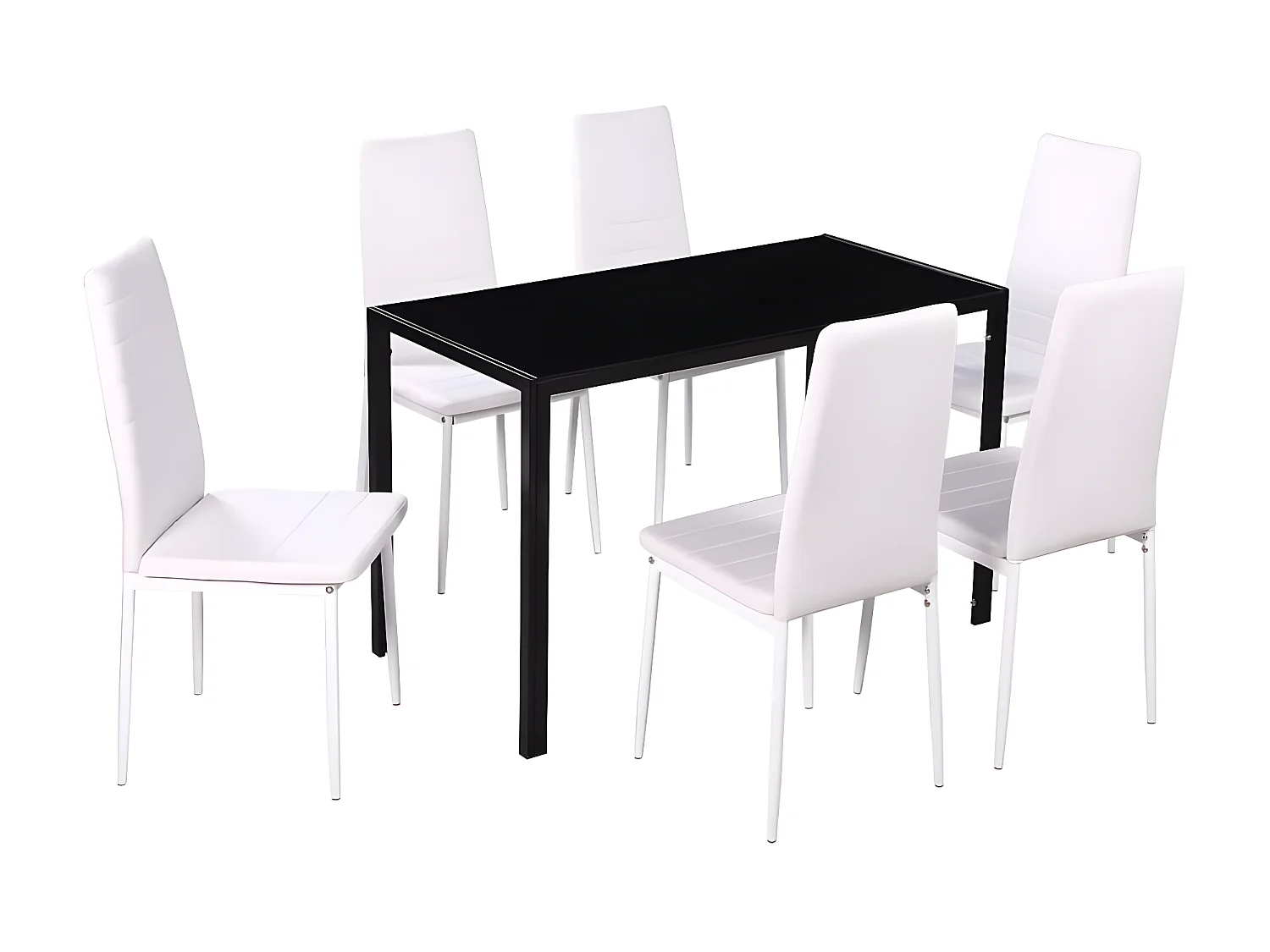 Conjunto mesa de jantar 7 pcs preto e branco PT549925
