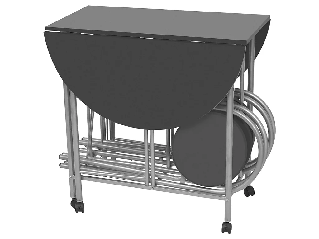 Ensemble de salle à manger pliable 5 pcs MDF Noir PLQ6036