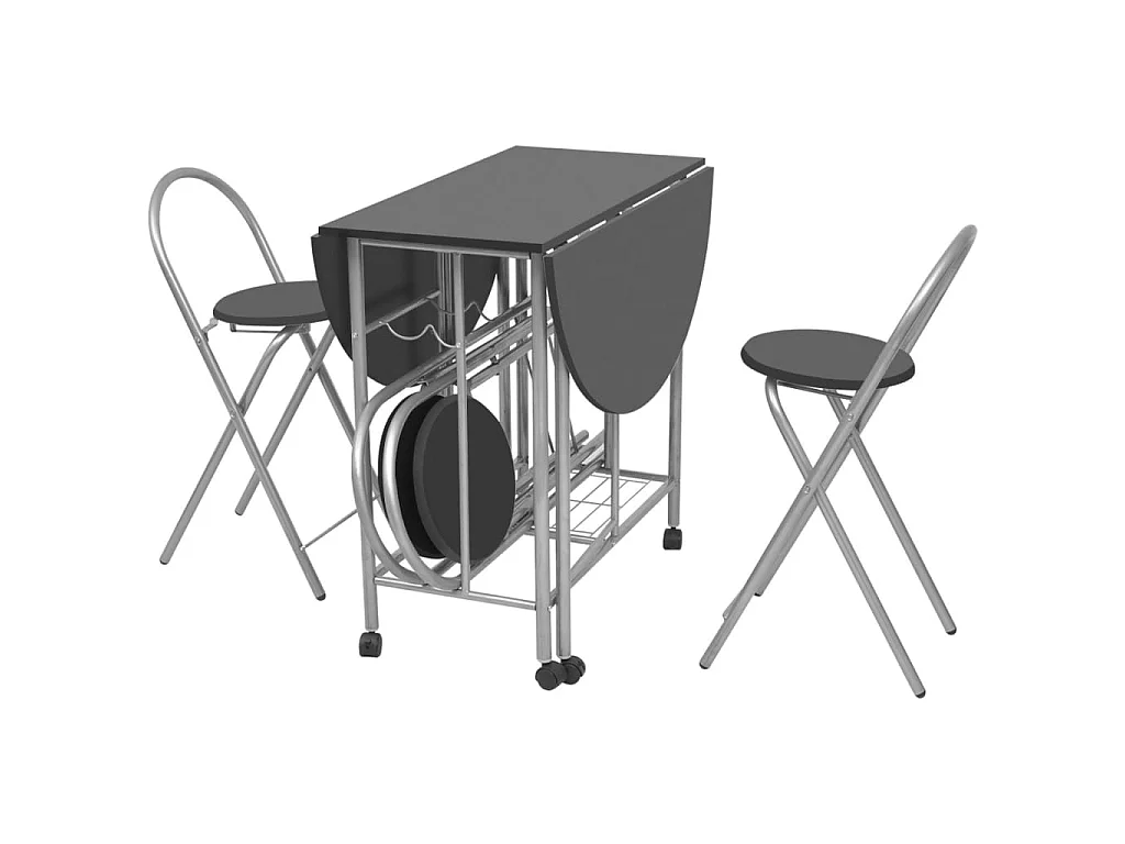 Ensemble de salle à manger pliable 5 pcs MDF Noir PLQ6036