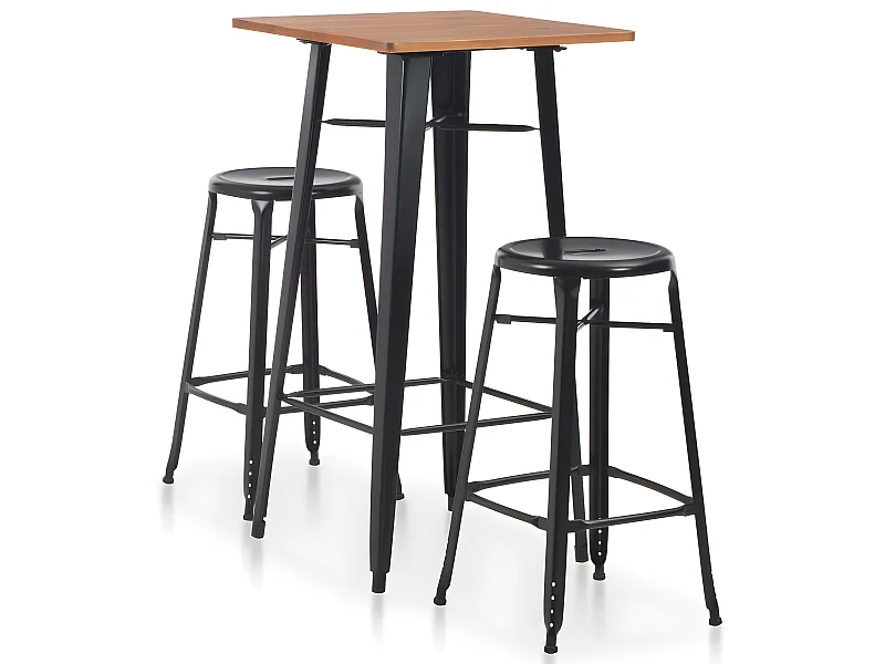 Conjunto de mesa alta y taburetes 3 piezas acero negro ES80721