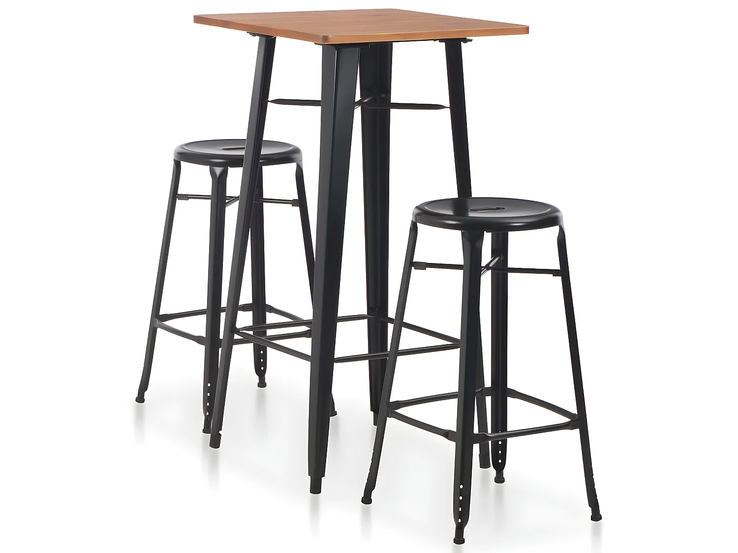 Conjunto de mesa alta y taburetes 3 piezas acero negro ES80721