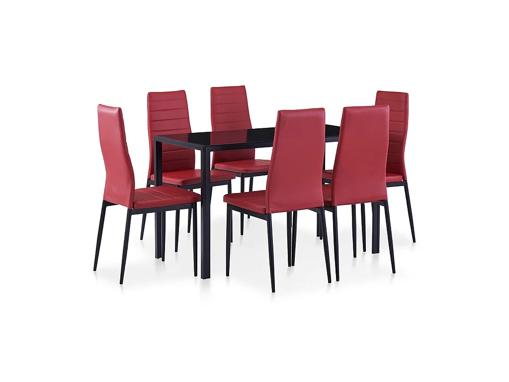 Ensemble de salle à manger 7 pcs Rouge bordeaux PLQ4846