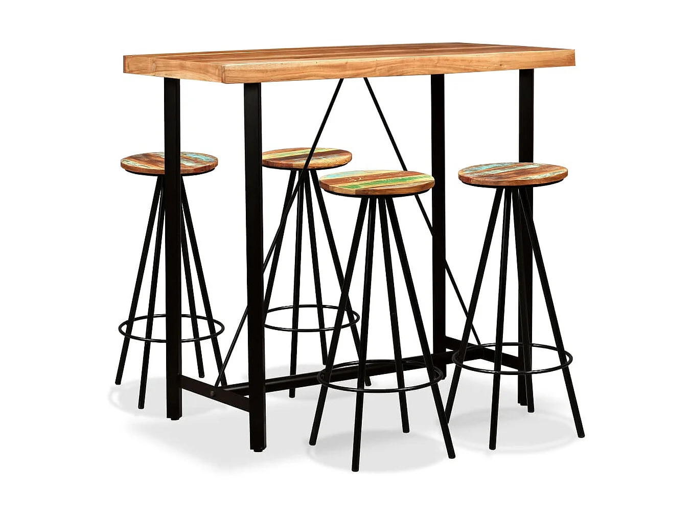 Ensemble de bar 5 pcs Bois d'acacia massif et de récupération LCS5569