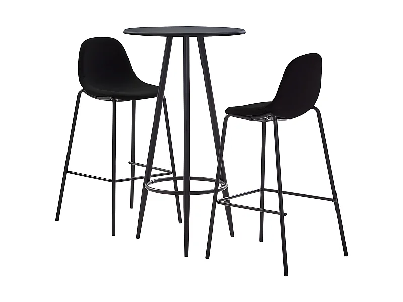 Juego de mesa alta y taburetes 3 piezas tela negro ES48868