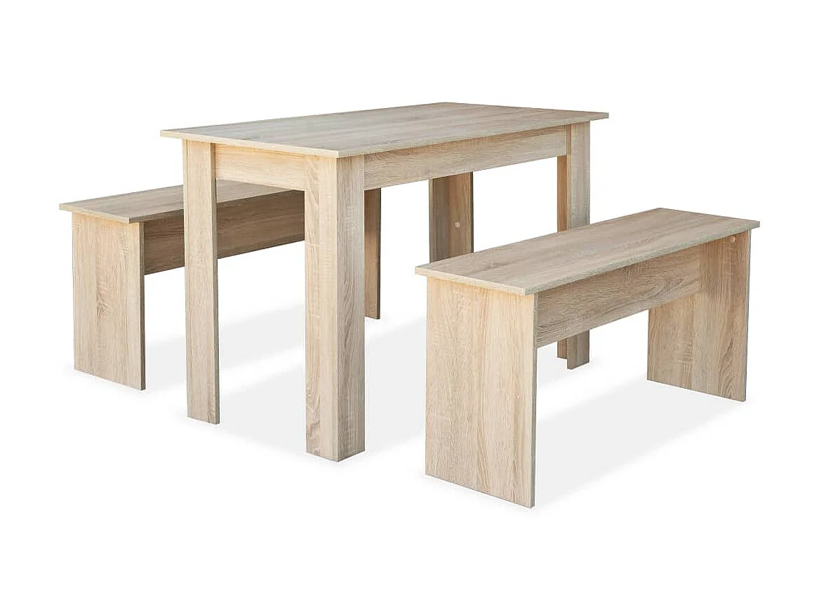 Mesa e bancos de jantar 3 pcs aglomerado carvalho PT265461