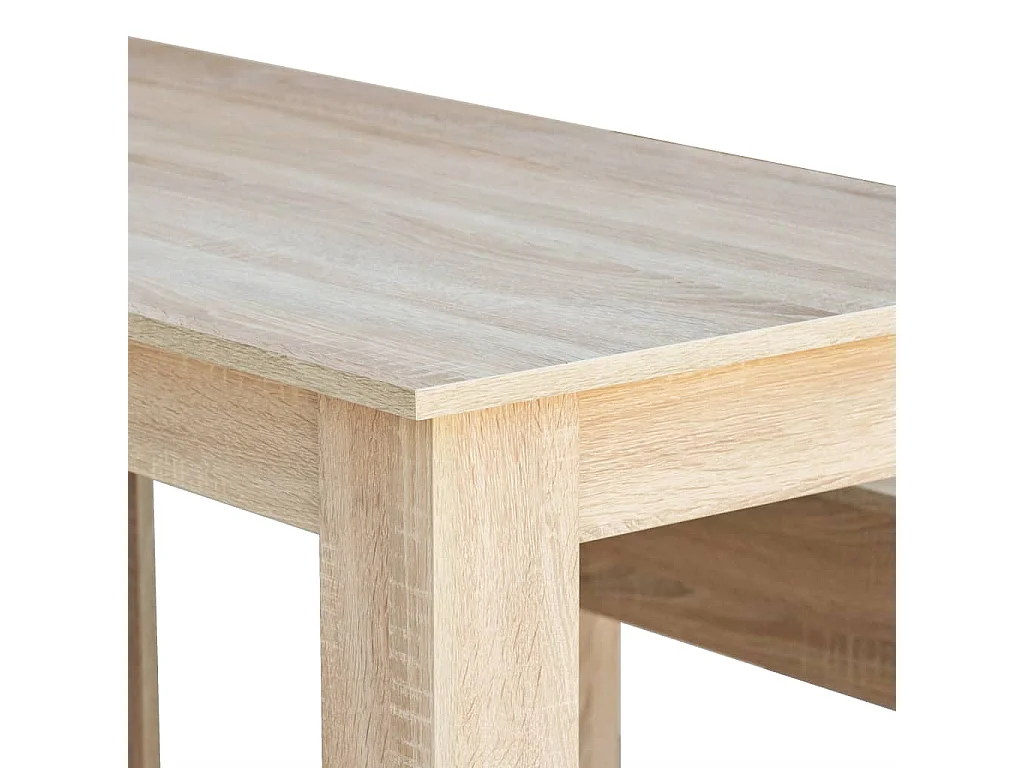 Table de salle à manger et bancs 3 pcs Aggloméré Chêne PLQ4715