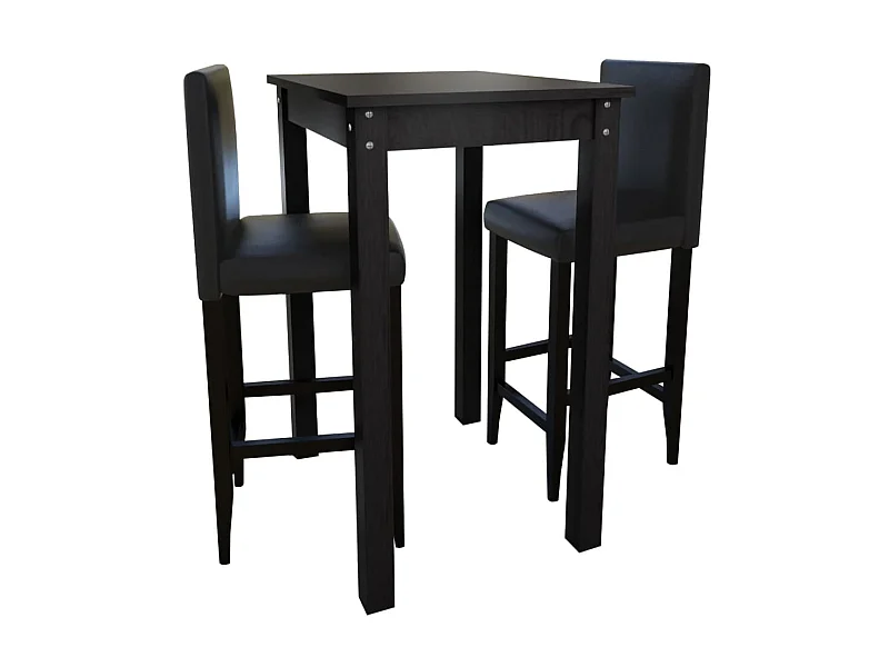 Mesa de bar com 2 cadeiras de bar, preto PT525448
