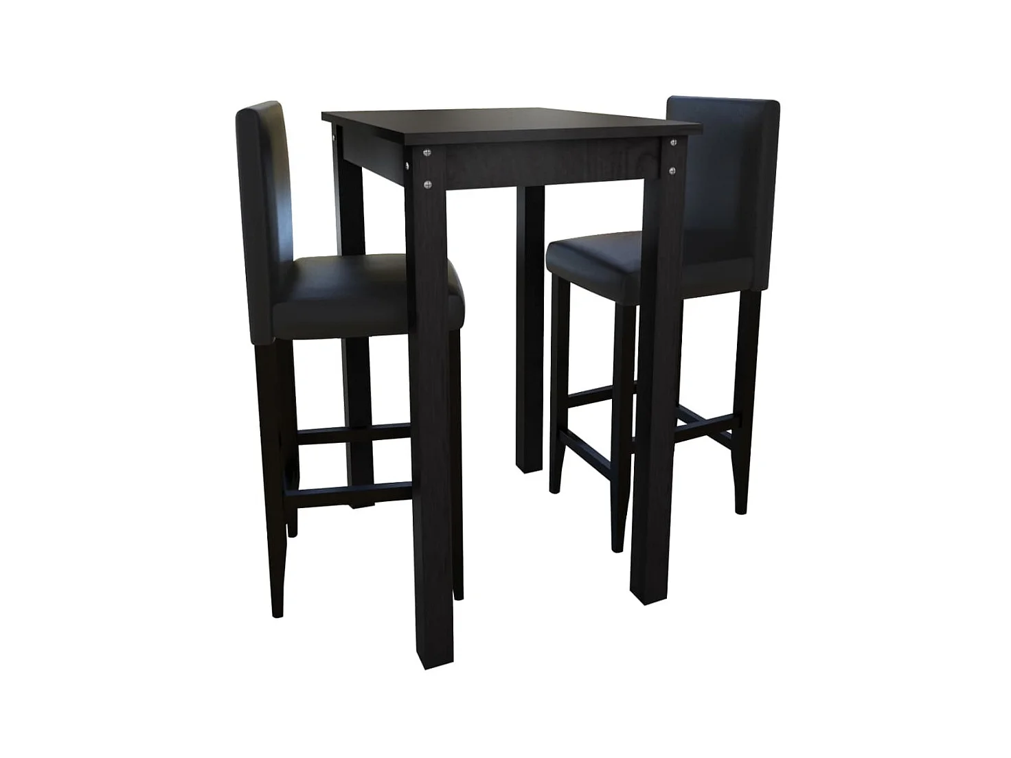 Set de 1 table de bar et 2 tabourets noir PLQ2551