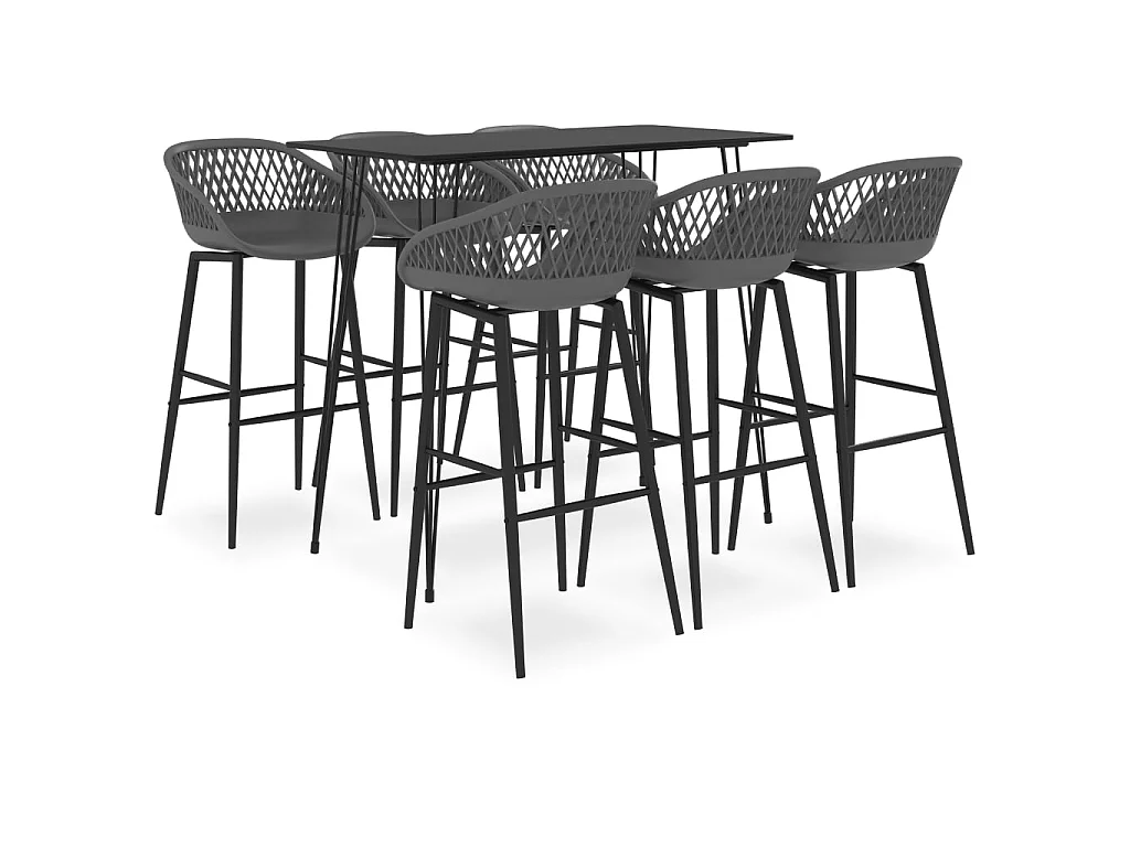 Ensemble de bar 7 pcs Noir et gris LCS7200