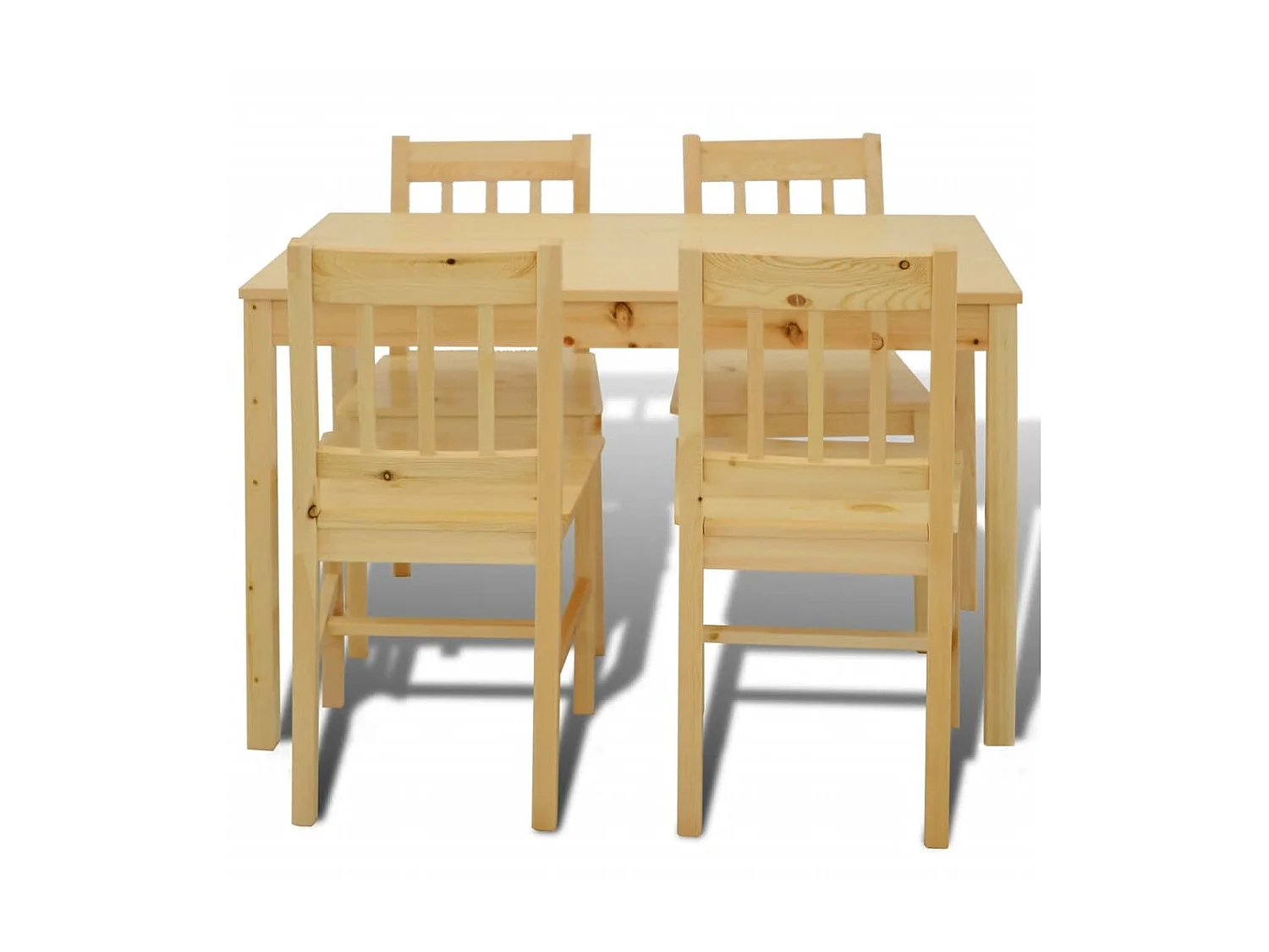 Mesa de comedor y 4 sillasde madera color natural ES29533