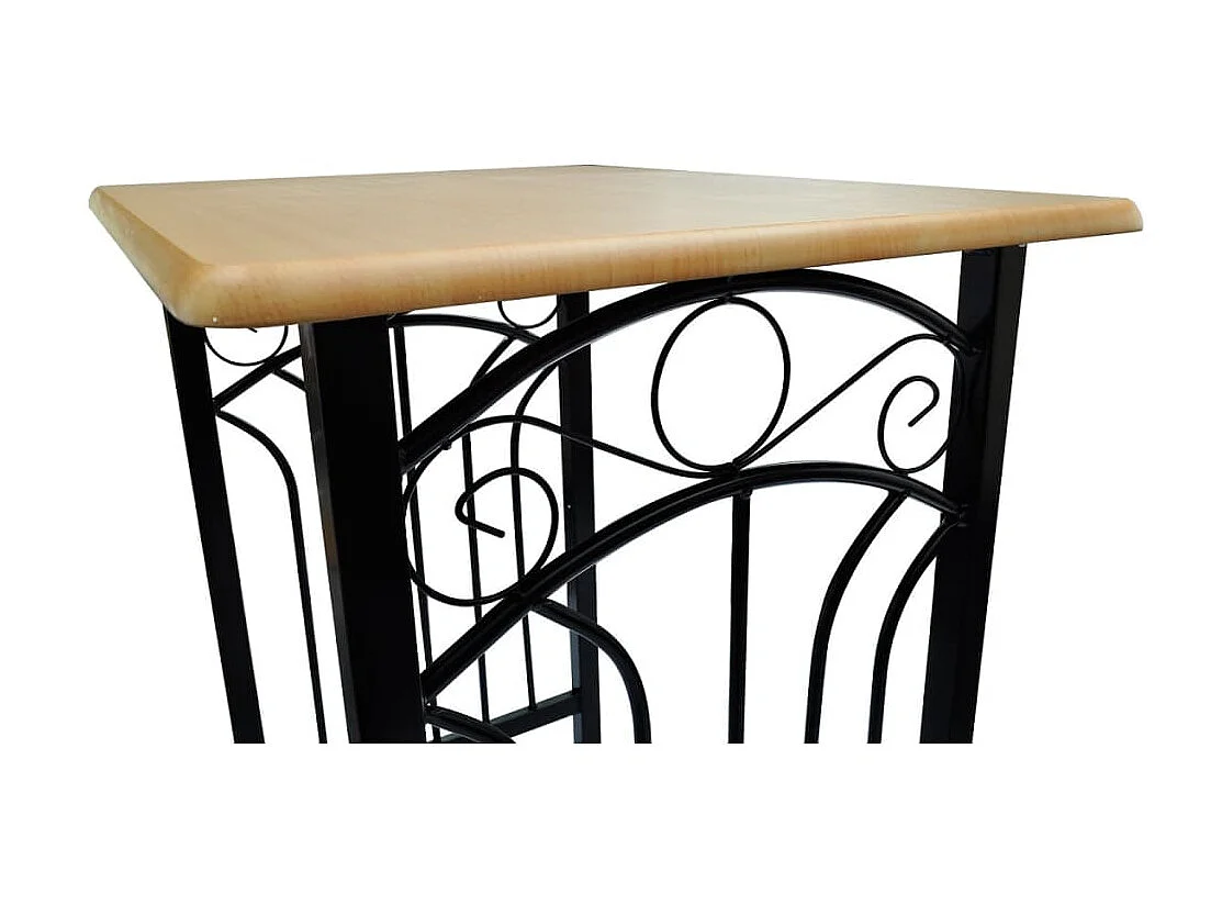 Ensemble de table à dîner Bois brun roux avec noir Acier PLQ4451