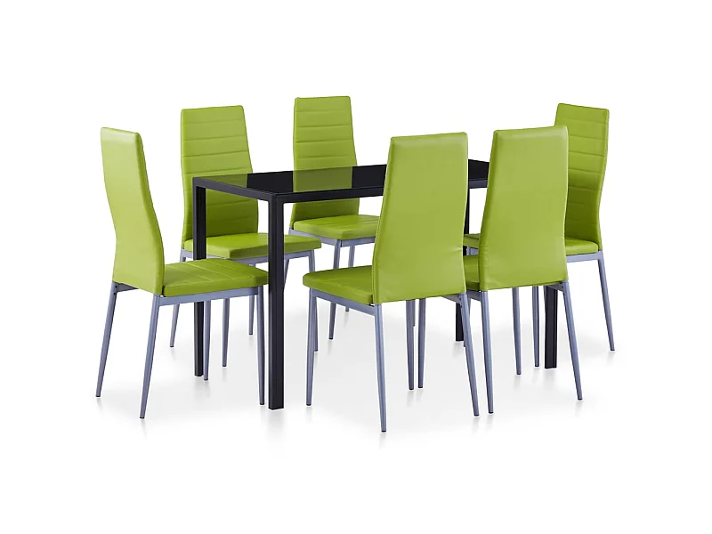 Conjunto de mesa y sillas de comedor 7 piezas verde ES530843