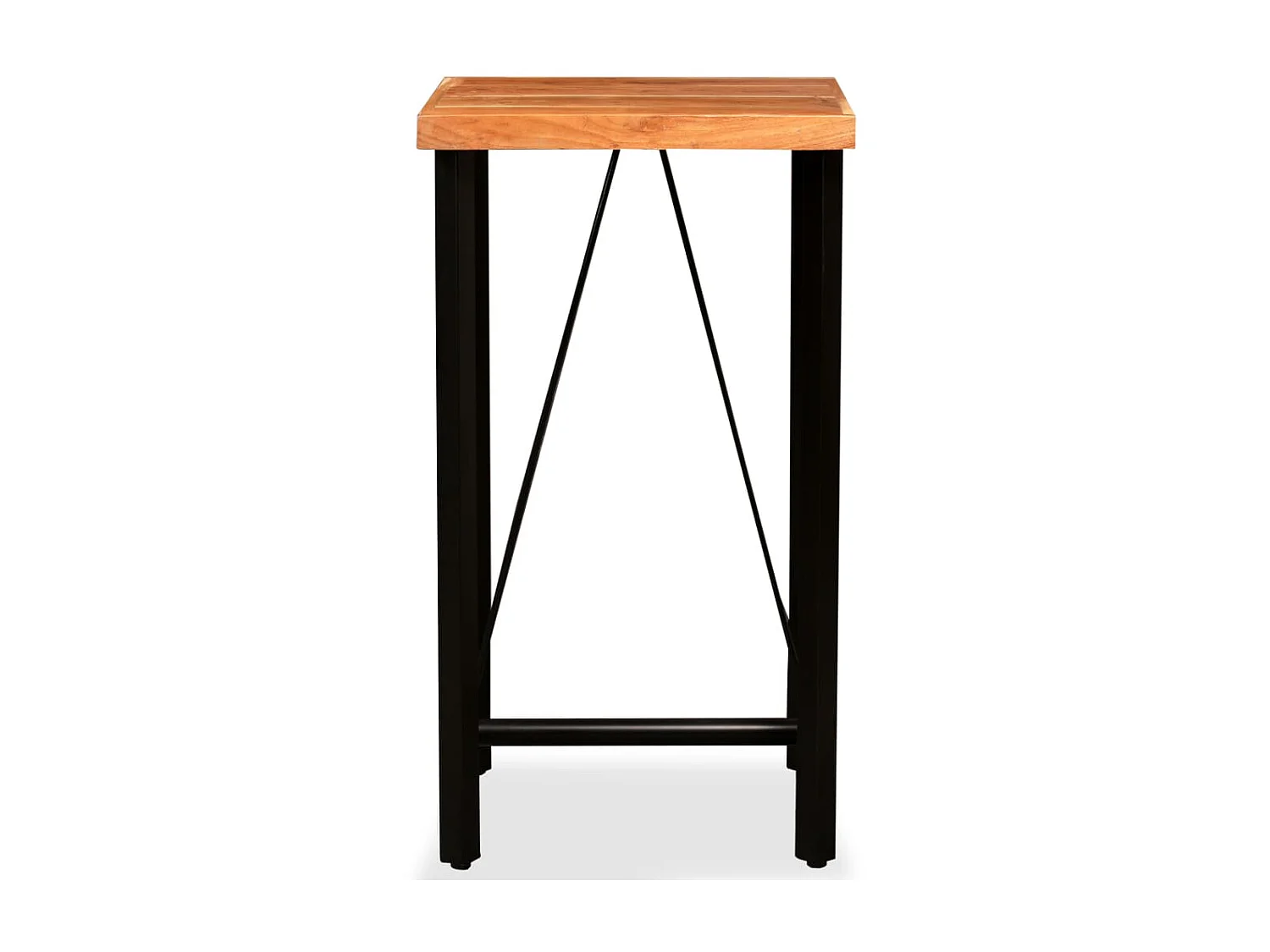 Mesa y taburetes bar madera maciza acacia cuero real y lona ES353299