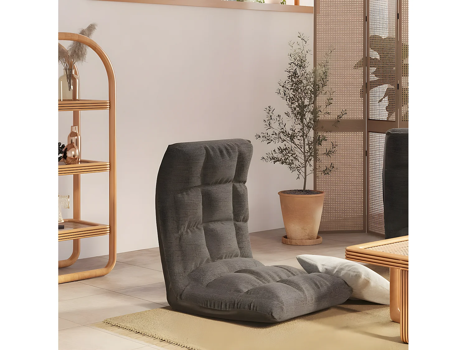 Fauteuil pliable de sol confort Gris foncé Tissu SEF23668