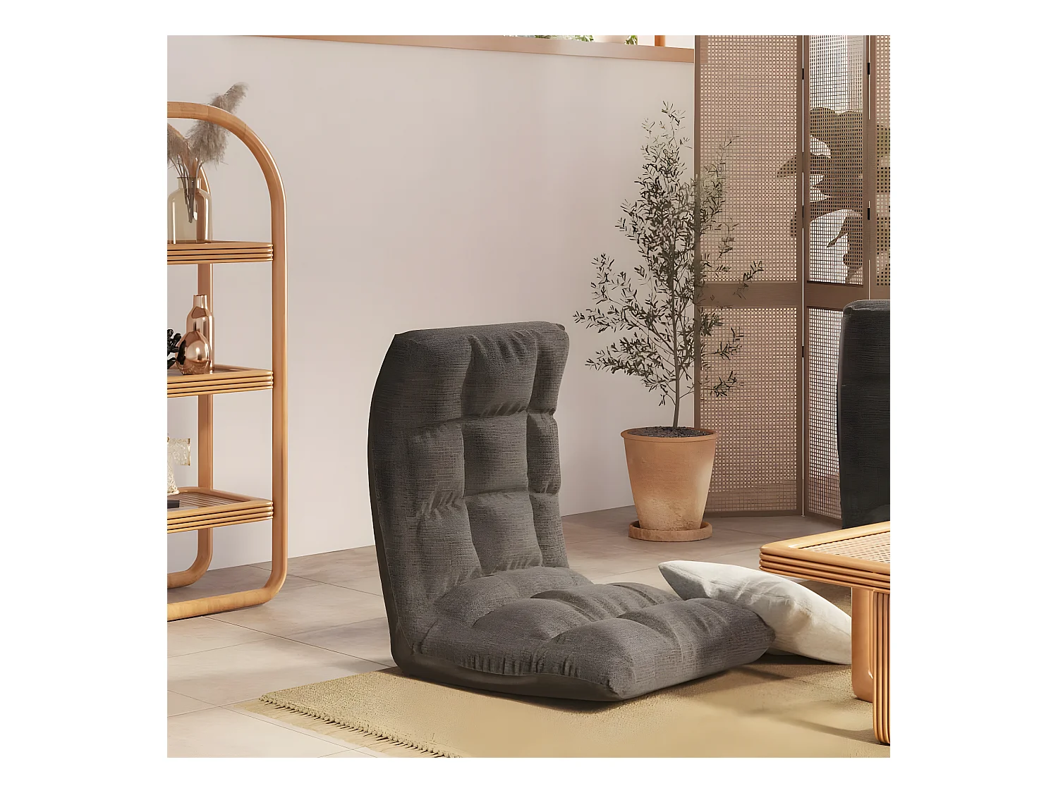 Fauteuil pliable de sol confort Gris foncé Tissu SEF23668