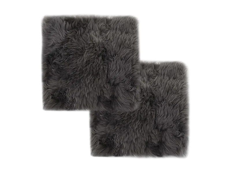 Stoelkussens 2 st 40x40 cm echt schapenvacht lichtgrijs NL876447