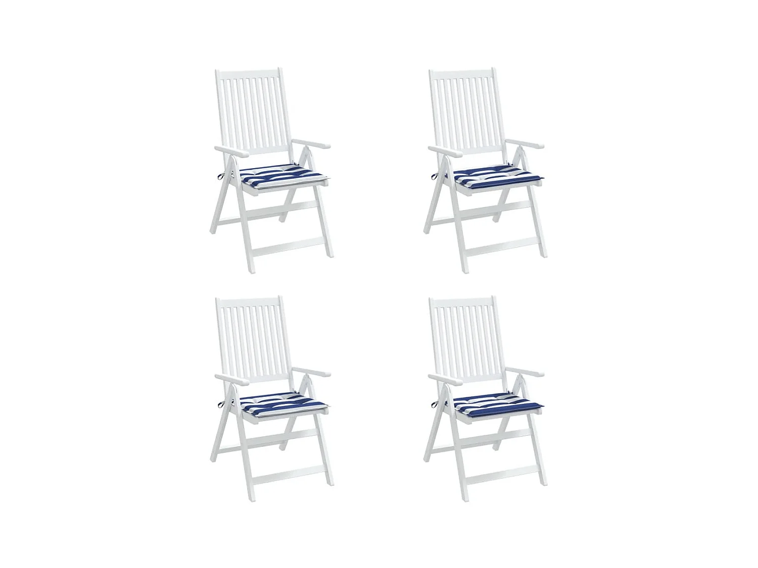 Tuinstoelkussens 4 st gestreept 50x50x3 cm stof wit en blauw NL832623