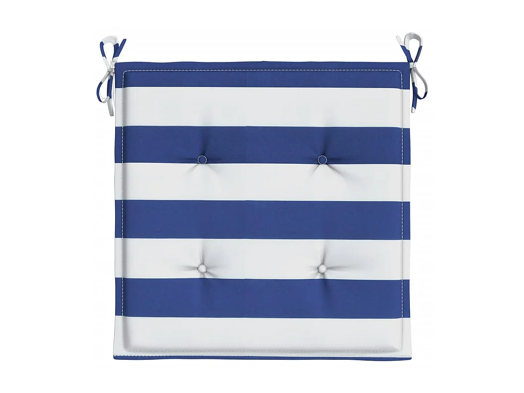Tuinstoelkussens 4 st gestreept 50x50x3 cm stof wit en blauw NL832623