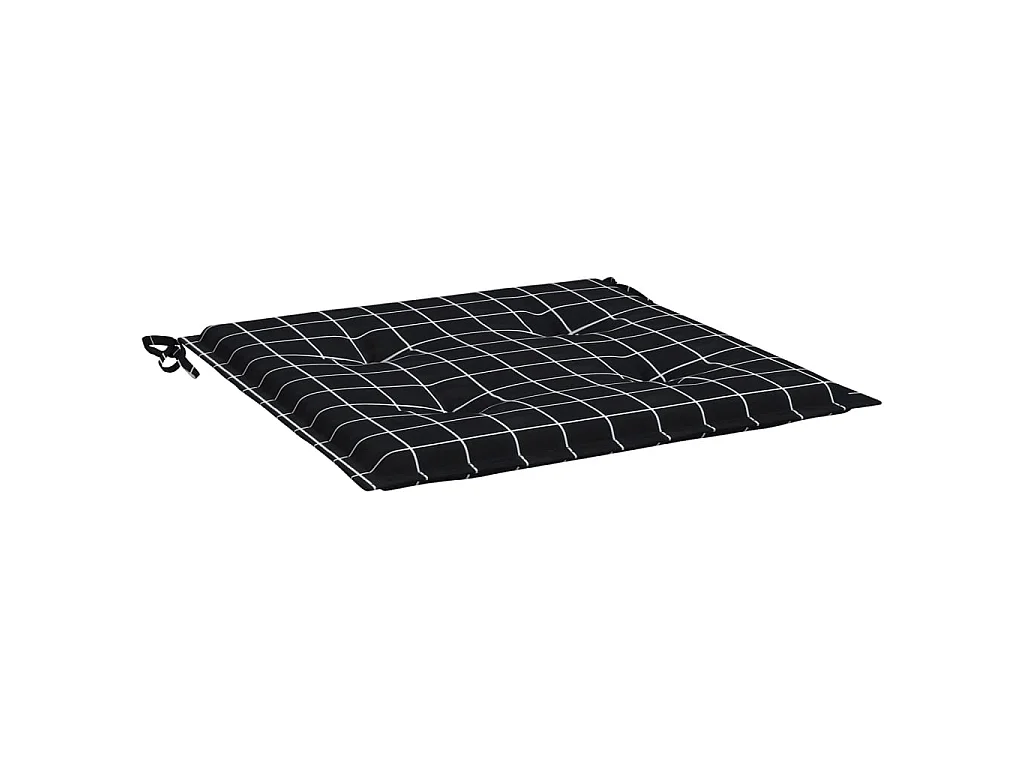 Cojines de silla de jardín 4 uds tela a cuadros negro 50x50x3cm ES675080