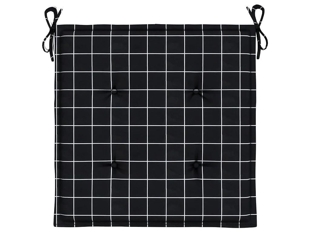 Cojines de silla de jardín 4 uds tela a cuadros negro 50x50x3cm ES675080