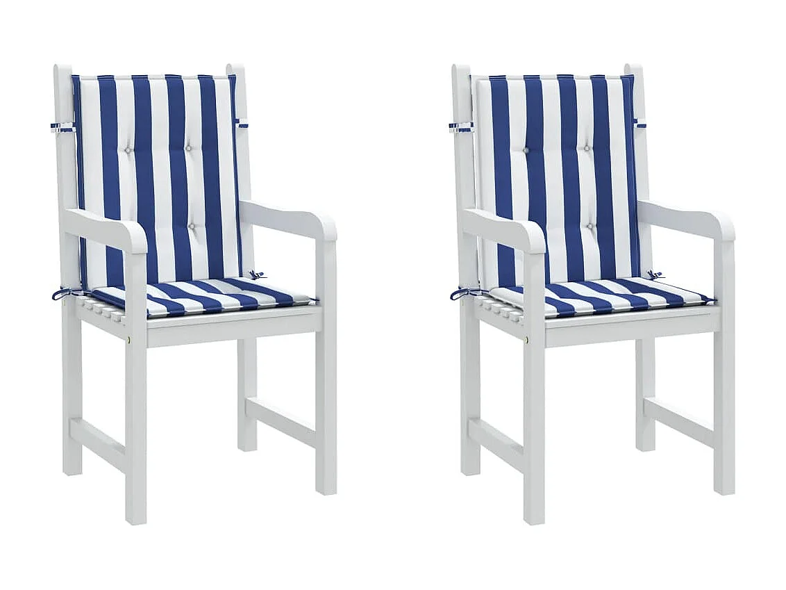 Cojines silla de respaldo bajo 2 uds tela a rayas azul y blanco ES688865