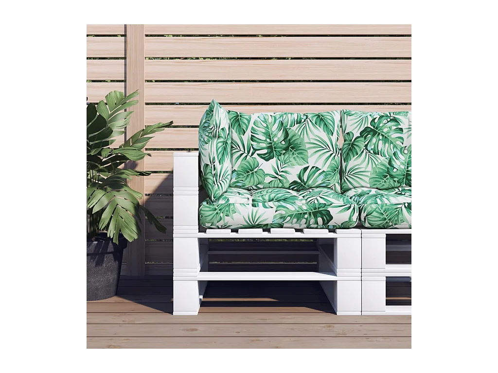 Coussins de palette 3 pcs motif de feuilles tissu OFR44707