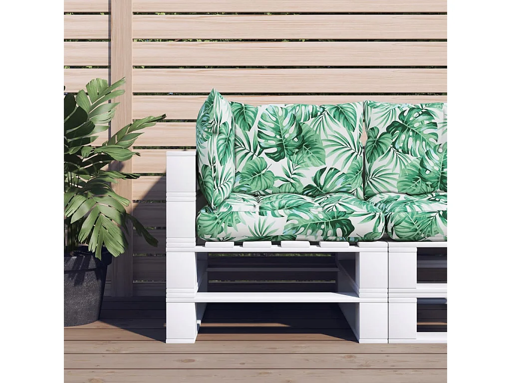 Coussins de palette 3 pcs motif de feuilles tissu OFR44707