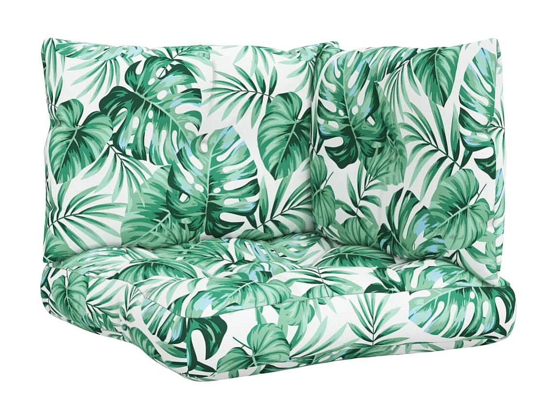 Coussins de palette 3 pcs motif de feuilles tissu OFR44707