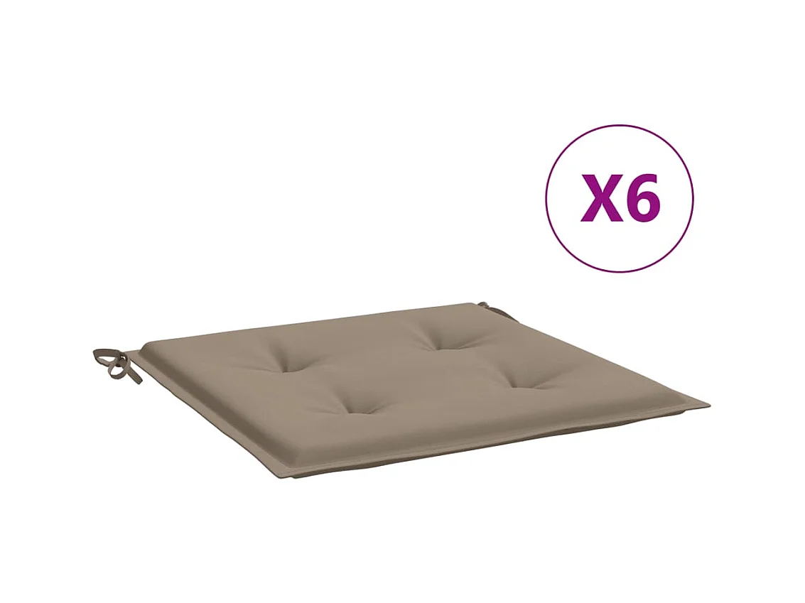 Tuinstoelkussens 6 st 50x50x3 cm oxford stof taupe NL875306