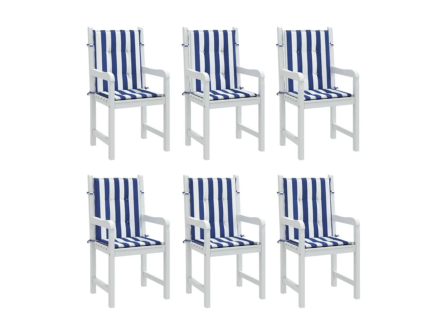 Coussins de chaise à dossier bas Lot de 6 rayures bleu et blanc OFR18277