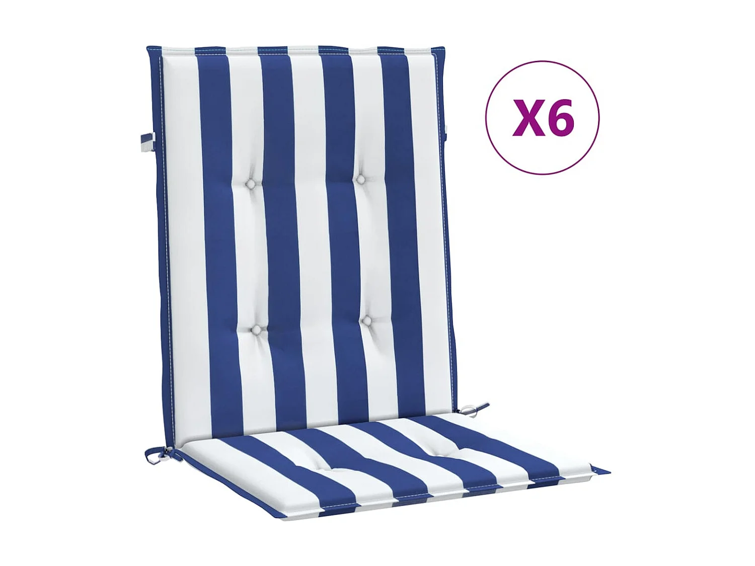 Cojines silla de respaldo bajo 6 uds tela a rayas azul y blanco ES545747