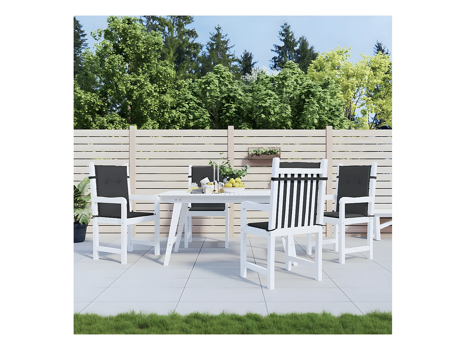 Coussins de chaise de jardin à dossier bas Lot de 4 noir OFR81087