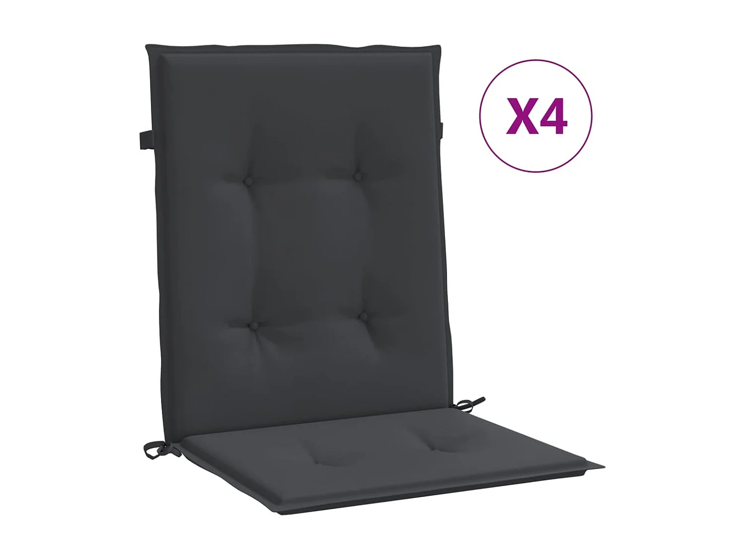 Almofadões lombares p/ cadeiras de jardim 4pcs oxford preto PT667478