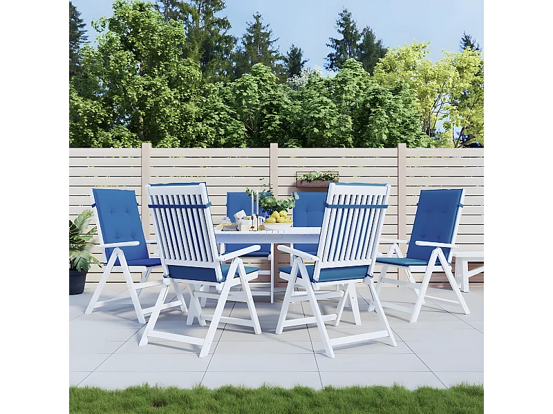 Cojín silla de jardín respaldo alto 6 uds tela azul 120x50x3 cm ES813232